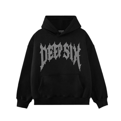RHINESTONE HOODIE (BLACK/HEMATITE)