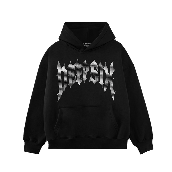 RHINESTONE HOODIE (BLACK/HEMATITE)