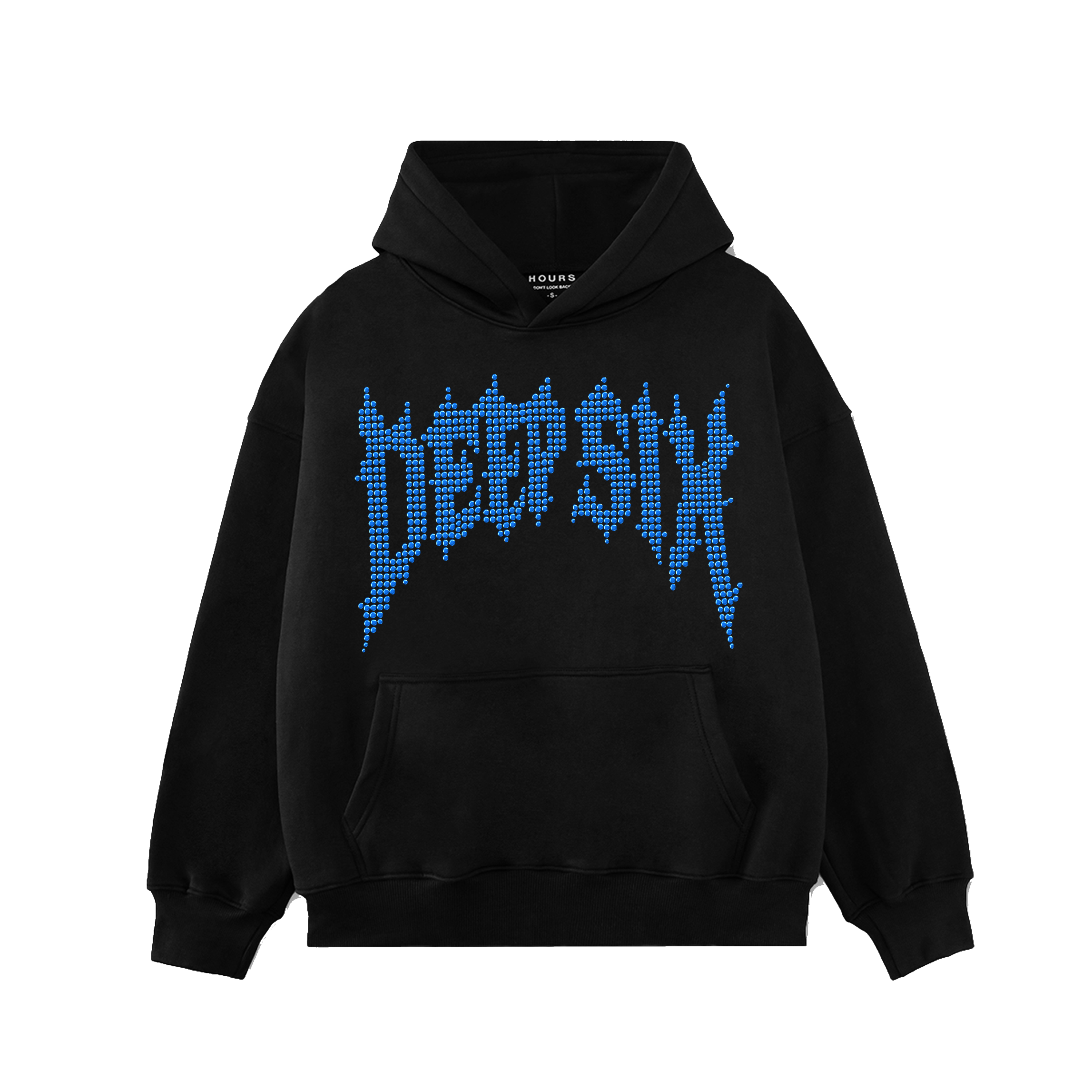 RHINESTONE HOODIE (BLACK/CAPRI BLUE)