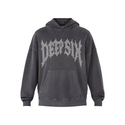 RHINESTONE HOODIE (GRAY/HEMATITE)