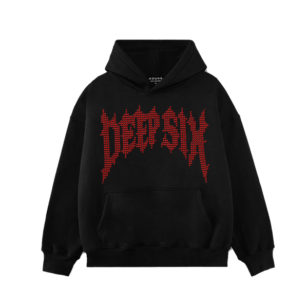 RHINESTONE HOODIE (BLACK/SIAM)